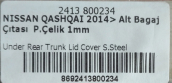Oto Çıkma Parça / Nissan / Qashqai / Kaporta & Karoser / Bagaj Kapağı / Sıfır Parça 