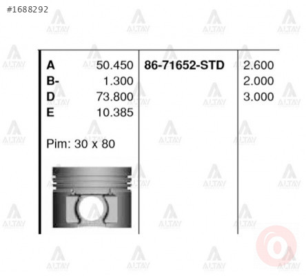 PİSTON SEGMANSIZ PICKUP TD-27 TURBO / TERRANO STD