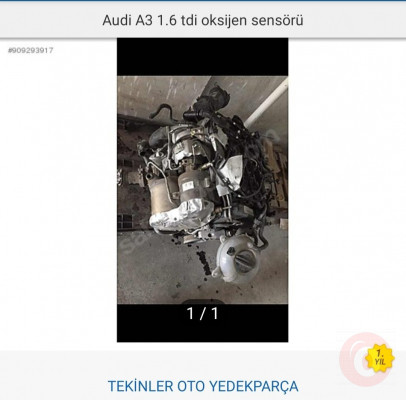 Çıkma A3 Audi oksijen sensörü 1,6 TDI 13- 18