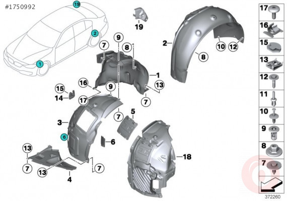 BMW F30 SIFIR ORJİNAL ÇAMURLUK DAVLUNBAZI SAĞ SOL 7260726