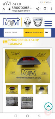 Stop lambası Clio  8200700058 çıkma orjinal