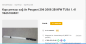 Oto Çıkma Parça / Peugeot / 206 / Kaporta & Karoser / Kapı Çıtası / Çıkma Parça 
