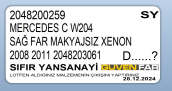 Oto Çıkma Parça / Mercedes / C Serisi / Far & Stop / Sağ Ön Far / Sıfır Parça 