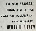 Oto Çıkma Parça / Mitsubishi / Eclipse / Far & Stop / Sol Arka Stop / Yan Sanayi 