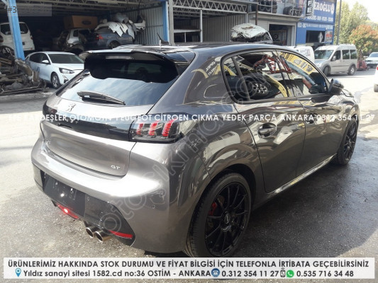 peugeot 208 çıkma sağ arka dolu kapı (p21e kasa 2020-2024 arası)