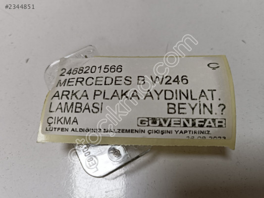 MERCEDES B W246 W242 ARKA PLAKA AYDINLATMA LAMBASI 246820156