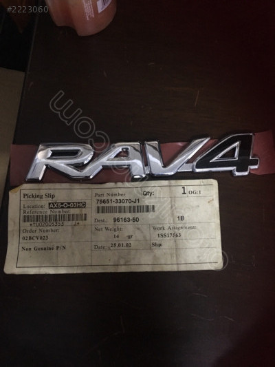 Toyota RAV4 arka bagaj amlemi orjınal sıfır