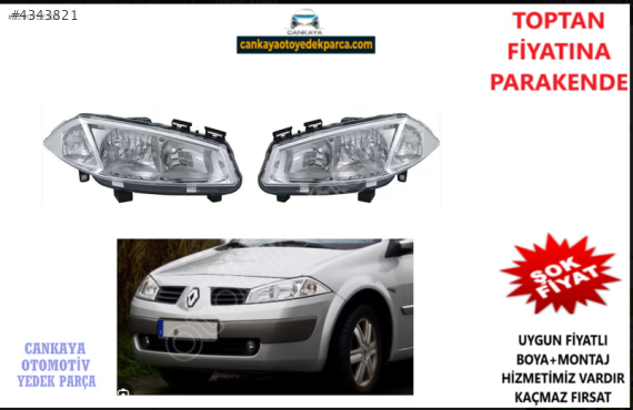 MEGANE II ÖN SAĞ/SOL FAR SIFIR ADET FİYAT 2002/2005