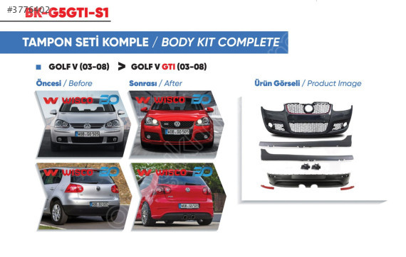 TAMPON SETI KOMPLE (ON-ARKA-YAN) VW GOLF 5 GTI 04-08