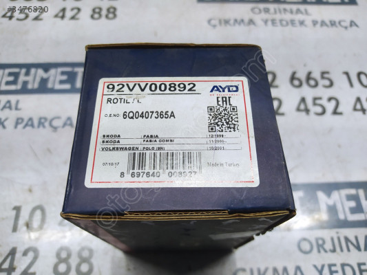 SIFIR VW POLO FABİA SOL ALT ROTİL
