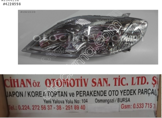 2003-2006 Toyota Corolla Motorlu Sağ-Sol Far Seti