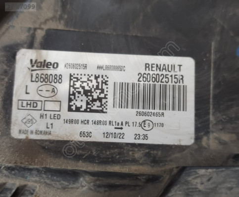 DACİA DUSTER 2022 MODEL SOL FAR 260602515R