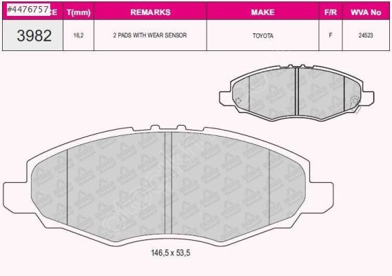 QCB FREN BALATA ON IKAZLI TOYOTA HI-LUX PICK UP 2.5 D 1983-2005 /