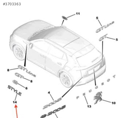 Peugeot 2008 monogram marka yazısı 98587783TC