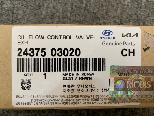 24375-03020 YAĞ KONTROL VALFİ 14- BLUE 1.4 6 İLERİ ACCENT