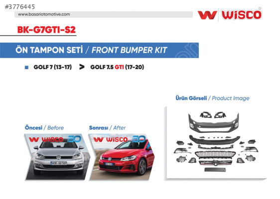 TAMPON SETI ON VW GOLF 7.5 GTI (13-17 GOLF 7 ICIN UYUMLUDUR)