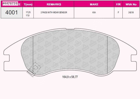 QCB FREN BALATA ON IKAZLI KIA CERATO (LD) 1.6i 2004-2012 / KIA CE