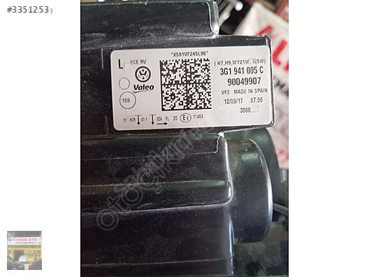 3G1 941 005 C WOLKSVAGEN PASSAT B8 SOL FAR