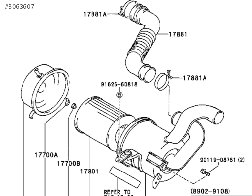 HAVA FİLTRE HORTUM TOYOTA HILUX 98-01 LN106 17881-54410