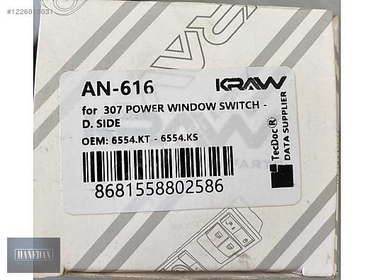PEUGEOT 307 SOL ÖN CAM DÜĞMESİ 6554.KS