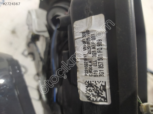 ÇIKMA VW PASSAT B8 SOL DİKİZ AYNASI 9 PİN 3G1857501FQ