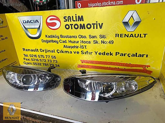Renault Fluence Orjinal Sıfır Çıkma Mercekli Far ve Diğer Pa