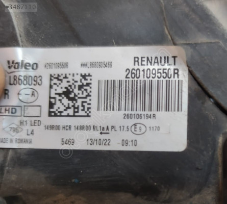 DACİA DUSTER 2022 MODEL SAĞ FAR 260109550R