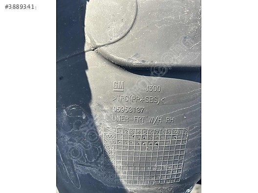 Cruze sağ ön davlumbaz sıfır GM ORJ 95953137