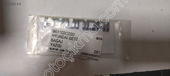 HYUNDAİ GETZ BAGAJ YAZISI 863102C020 SO