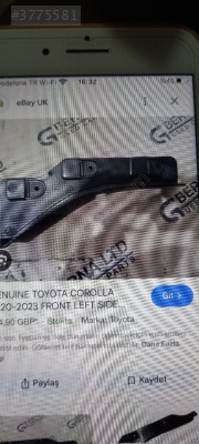 Toyota Corolla orijinal davlumbaz eki sol OEM 53 852-02 200