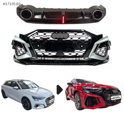 RS3 BODY KİT (ÖN TAMPON + ARKA DİFİZÖR) AUDI A3 2021