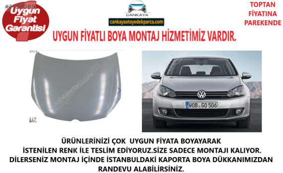 GOLF 6 MOTOR KAPUTU 2009 2010 2011 2012 2013  BOYA MONTAJ VAR