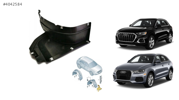 8U0853887 AUDI Q3 12-20 ÇAMURLUK DAVLUMBAZI SOL KÜÇÜK PARÇA