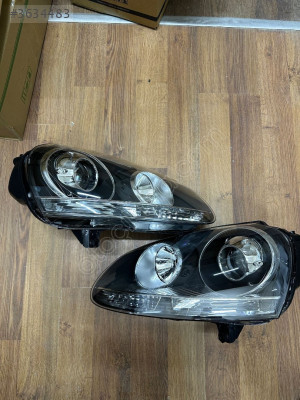 Vw Golf 5 Far Mercekli Siyah Krom Sağ-Sol Takım Tak Çalıştır 03>