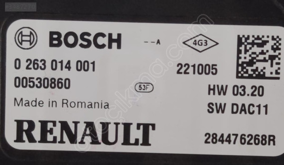 DACİA DUSTER 2022 MODEL PARK SENSÖRÜ 0263014001