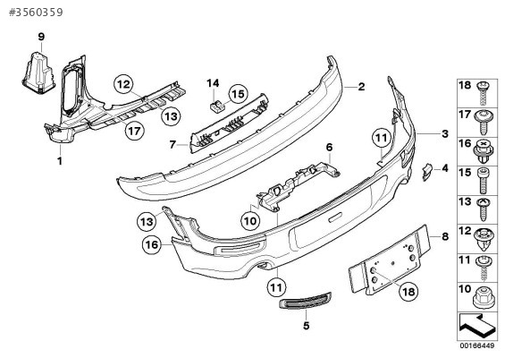 Bmw Arka Tampon Mini R56 51122757757
