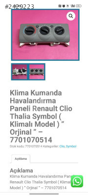 7701070514 cili kilima kumanda paneli