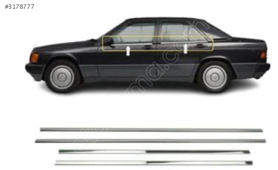 Mercedes 190 dış cam çıtası krom