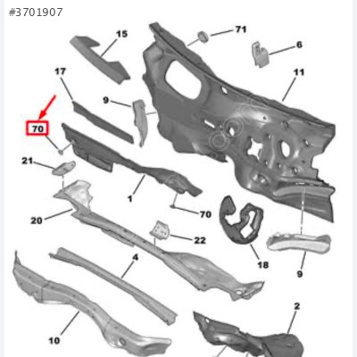 Peugeot 2008 ön havalandırma kollektörü sessizleştirme 9859017680