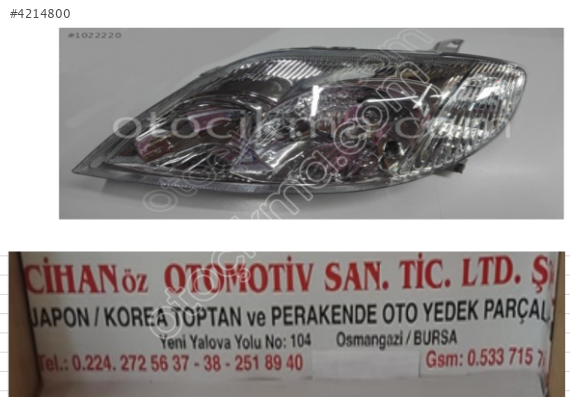 2003-2006 Toyota Corolla Motorlu Far Seti - Sağ/Sol