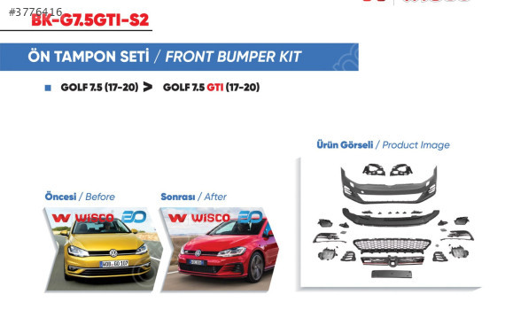 TAMPON SETI ON VW GOLF 7.5 GTI (17-20 GOLF 7.5 ICIN UYUMLUDUR)