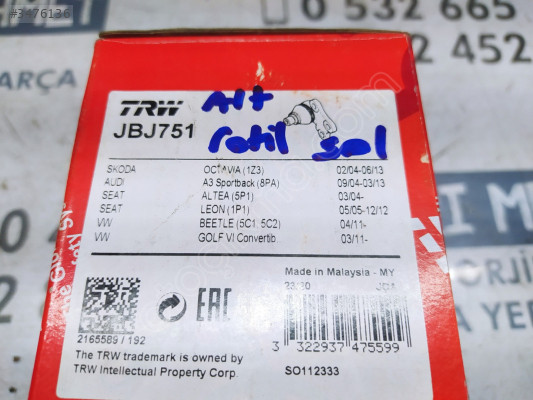 SIFIR AUDİ A3 SPORTBACK OCTAVİA ALTEA LEON GOLF 6 ALT ROTİL SOL
