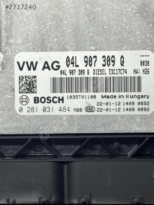 SKODA KODIAQ 2.0  04L907309Q 0281031484 EDC17C74 MOTOR BEYNİ