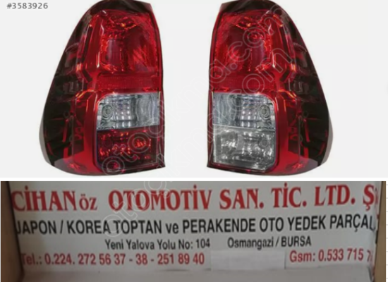 TOYOTA HİLUX SAĞ-SOL STOP LEDSİZ 2015-2023 ADET FİYATI..