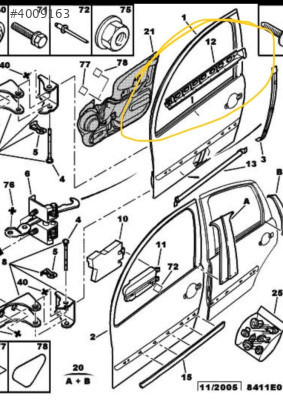 citroen c3 kapı yatay kirişi sağ  9010 E0