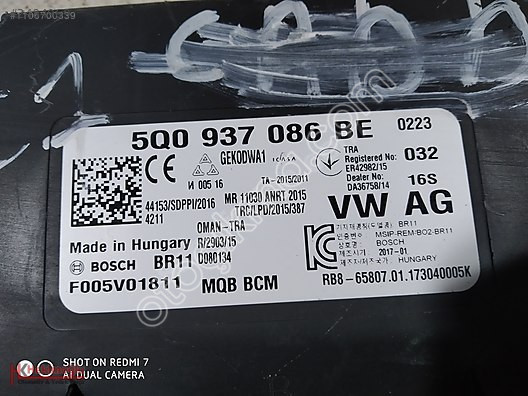 SEAT LEON VW GOLF 7 KONFOR BEYNİ 5Q0937084BE, PASSAT OCTAVİA