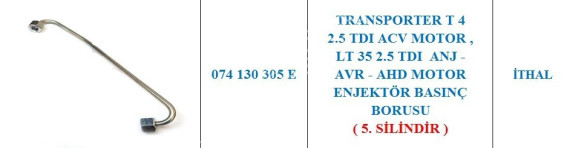 074130305E TRANSPORTER T 4 2.5 TDI ACV MOTOR BASINC BORUSU