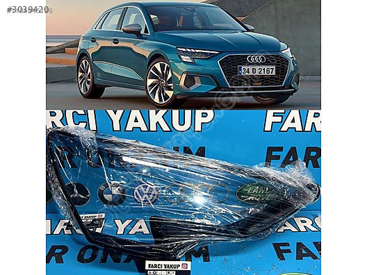 AUDİ A3 2020-2023 SOL ÖN FAR CAMI