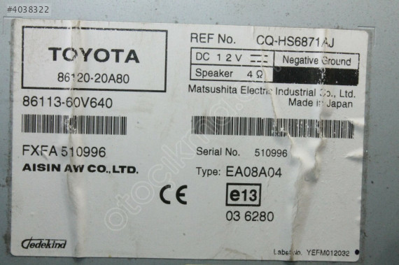 TOYOTA Avensis T27 navigasyon Ekranı 86120-20A80 86113-60V640