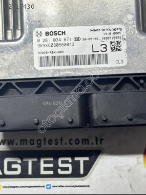 EDC17C58 0281034671 37820-RSX-G08 HONDA ECU